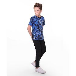 Pine Kids Disney Cotton Tie & Dye Half Sleeve Tee With Front and Back Lion King Graphics - Blue