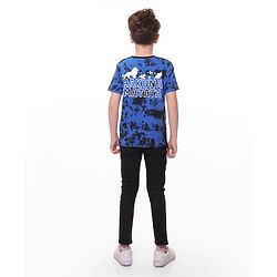 Pine Kids Disney Cotton Tie & Dye Half Sleeve Tee With Front and Back Lion King Graphics - Blue