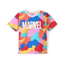 Pine Kids Marvel Cotton Knit Half Sleeves Oversized Tee With Avengers Print - Multicolor