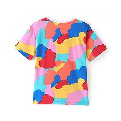Pine Kids Marvel Cotton Knit Half Sleeves Oversized Tee With Avengers Print - Multicolor