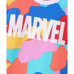 Pine Kids Marvel Cotton Knit Half Sleeves Oversized Tee With Avengers Print - Multicolor