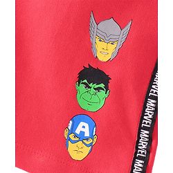 Pine Kids Marvel Cotton Knit Half Sleeves T-Shirt And Shorts Set With Avengers Graphics - Black & Red