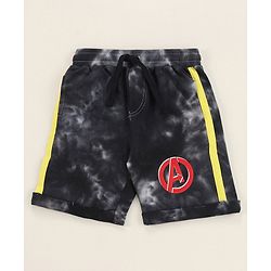 Pine Kids Marvel Cotton Knit Half Sleeves Tie & Dyed T-Shirt And Shorts Set With Avengers Graphics - Grey