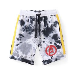 Pine Kids Marvel Cotton Knit Half Sleeves Tie & Dyed T-Shirt And Shorts Set With Avengers Graphics - Grey