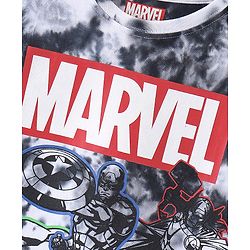 Pine Kids Marvel Cotton Knit Half Sleeves Tie & Dyed T-Shirt And Shorts Set With Avengers Graphics - Grey