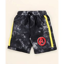 Pine Kids Marvel Cotton Knit Half Sleeves Tie & Dyed T-Shirt And Shorts Set With Avengers Graphics - Grey