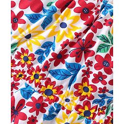 Pine Kids 100% Cotton Knit Sleeveless Frock With Floral Print - Snow White