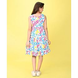 Pine Kids Cotton Knit Sleeveless Frock with Heart Print - White