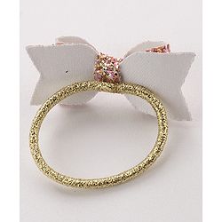 Pine Kids Free Size Sequin Bow Applique Rubber Bands Set of 5 - Multicolor