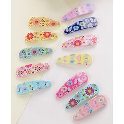 Pine Kids Free Size Snap Clips with Floral Print Pack of 12 - Multicolour