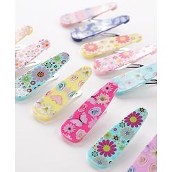 Pine Kids Free Size Snap Clips with Floral Print Pack of 12 - Multicolour