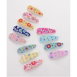 Pine Kids Free Size Snap Clips with Floral Print Pack of 12 - Multicolour