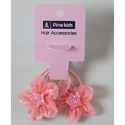 Pine Kids Free Size Rubber Bands with Floral Applique Pack of 2 - Multicolour