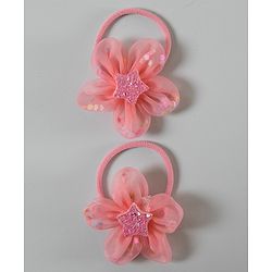 Pine Kids Free Size Rubber Bands with Floral Applique Pack of 2 - Multicolour