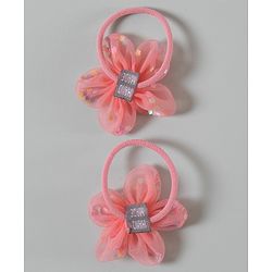 Pine Kids Free Size Rubber Bands with Floral Applique Pack of 2 - Multicolour