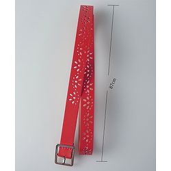 Pine Kids Free Size Belt with Square Buckle - Red