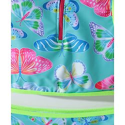 Pine Kids Sleeveless Two Piece Swimsuit with Butterfly Print - Green