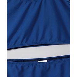 Pine Kids Sleeveless  Two Piece Swimsuit Solid Colour - Blue