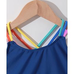 Pine Kids Sleeveless  Two Piece Swimsuit Solid Colour - Blue