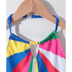Pine Kids Sleeveless Striped V Cut Swimsuit - Multicolor