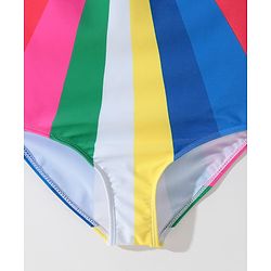 Pine Kids Sleeveless Striped V Cut Swimsuit - Multicolor