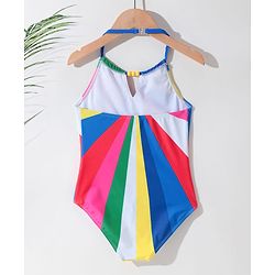 Pine Kids Sleeveless Striped V Cut Swimsuit - Multicolor