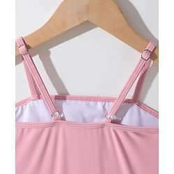 Pine Kids Sleeveless V Cut Swimsuit with Frill Detailing - Pink