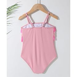 Pine Kids Sleeveless V Cut Swimsuit with Frill Detailing - Pink