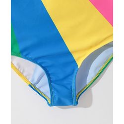 Pine Kids One Shoulder Sleeveless Striped  V Cut Swimsuit - Multicolor