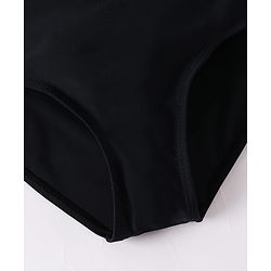 Pine Kids Full Sleeves V Cut Swimsuit With Frill Detailing - Black