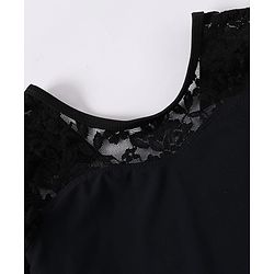 Pine Kids Full Sleeves V Cut Swimsuit With Frill Detailing - Black