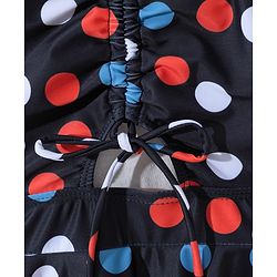 Pine Kids Sleeveless  Frock Swimsuit with Polka Dots Print - Black