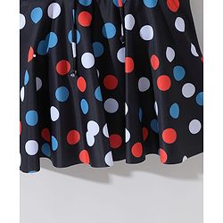 Pine Kids Sleeveless  Frock Swimsuit with Polka Dots Print - Black