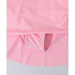 Pine Kids Sleeveless Solid Frock Swimsuit  with Fril Detailing - Pink