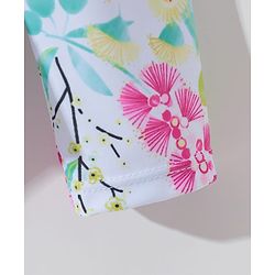Pine Kids Full Sleeves V Cut Swimsuit with Cap Floral Print -  Multicolor
