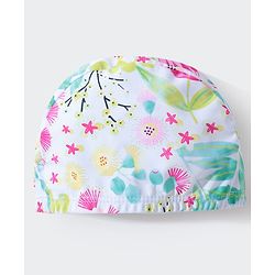 Pine Kids Full Sleeves V Cut Swimsuit with Cap Floral Print -  Multicolor