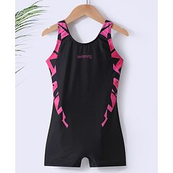 Pine Active Sleeveless Printed Legged Swimsuit -Black