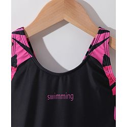 Pine Active Sleeveless Printed Legged Swimsuit -Black