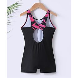 Pine Active Sleeveless Printed Legged Swimsuit -Black
