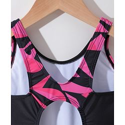 Pine Active Sleeveless Printed Legged Swimsuit -Black