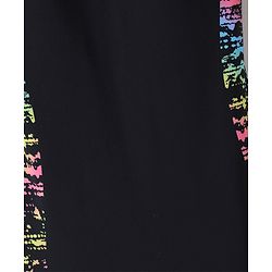Pine Active Sleeveless Racer Back Legged Swimsuit with Text Print - Black