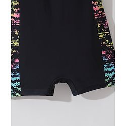 Pine Active Sleeveless Racer Back Legged Swimsuit with Text Print - Black