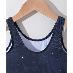 Pine Kids Sleeveless  Legged Swimsuit with Galaxy Theme Print - Navy Blue