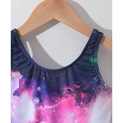 Pine Kids Sleeveless  Legged Swimsuit with Galaxy Theme Print - Navy Blue
