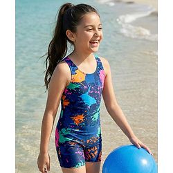 Pine Kids Sleeveless Printed  Legged Swimsuit - Blue