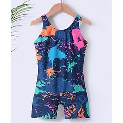 Pine Kids Sleeveless Printed  Legged Swimsuit - Blue