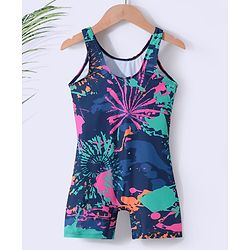 Pine Kids Sleeveless Printed  Legged Swimsuit - Blue