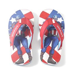 Pine Kids Marvel Slip On Flip Flops With Captain America Design - Red