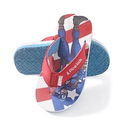 Pine Kids Marvel Slip On Flip Flops With Captain America Design - Red