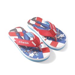 Pine Kids Marvel Slip On Flip Flops With Captain America Design - Red